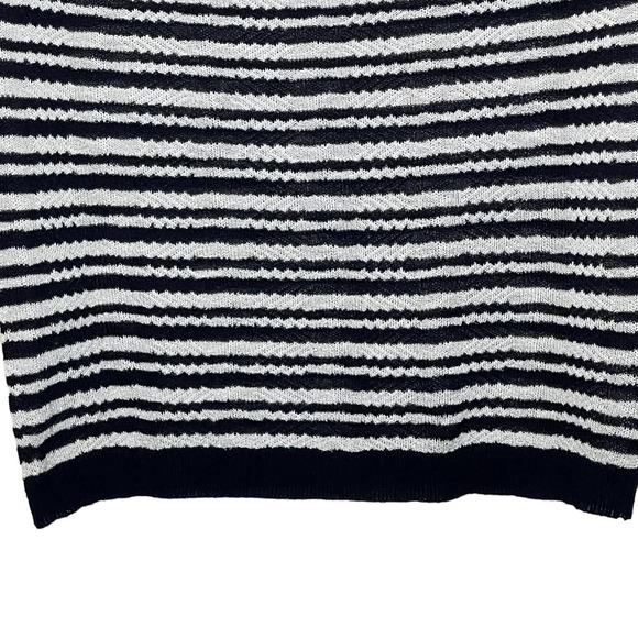 The Limited T-Shirt Top Size Medium Navy White Striped Acrylic Rayon Nylon Women - Picture 4 of 5